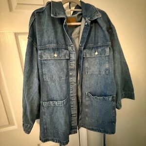 Classic Blue Denim Jacket with Front Pockets